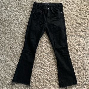 Zara High Waisted Cropped Boot Cup Jeans